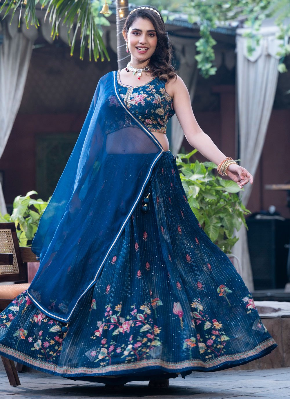 Faux Georgette With Digital Print and Urf Cutting No Joint in Flair Lehenga  Choli – Prititrendz