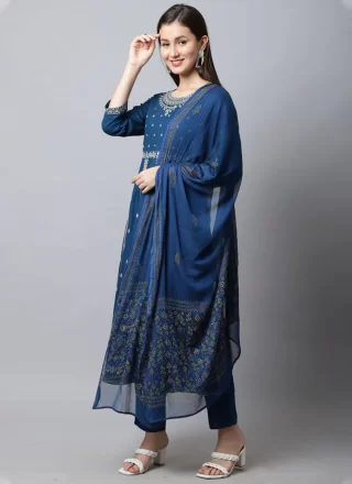 Blue Cotton Salwar Suit