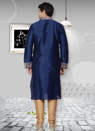 Blue Dupion Silk Kurta Pyjama