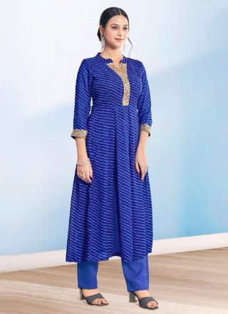 Blue Georgette Casual Kurti with Sequins Work