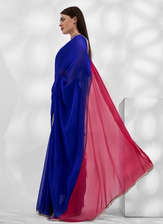 Blue Georgette Classic Sari
