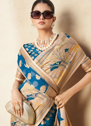 Blue Georgette Contemporary Sari