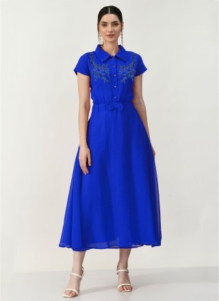 Blue Georgette Designer Kurti