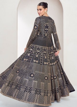 Blue Georgette Embroidered Work Readymade Salwar Suit for Ceremonial
