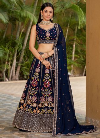 Blue Georgette Lehenga Choli