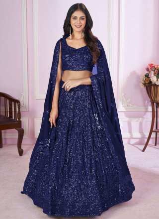 Blue Georgette Lehenga Choli