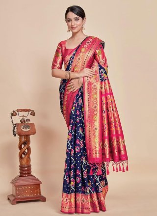 Blue Kanjivaram Silk Woven Work Classic Sari
