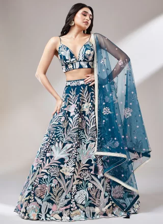 Blue Net Lehenga Choli