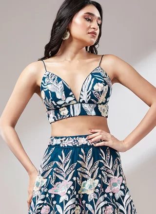 Blue Net Lehenga Choli
