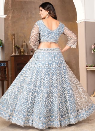 Blue Net Lehenga Choli