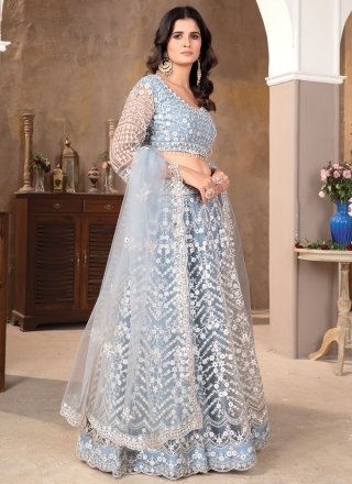 Blue Net Lehenga Choli