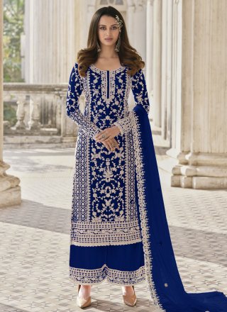 Blue Net Salwar Suit