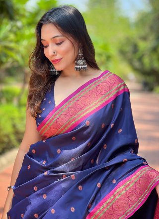 Blue Paithni Traditional Saree with Weaving Work