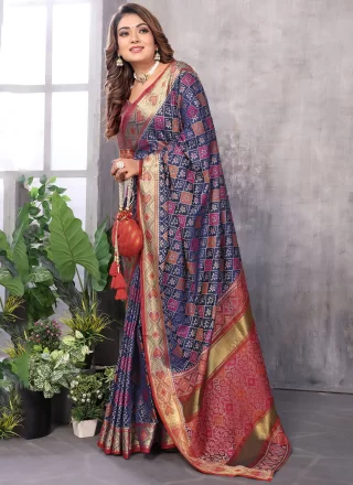 Blue Patola Silk Classic Sari with Weaving Work