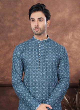 Blue Rayon Kurta Mens Wear