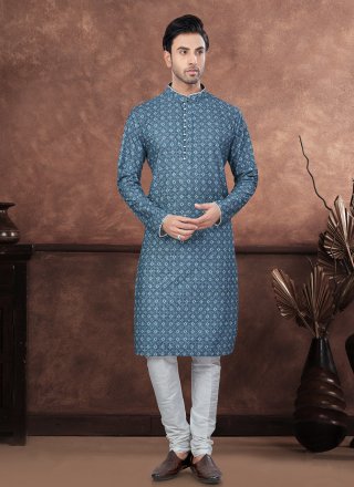 Blue Rayon Kurta Mens Wear