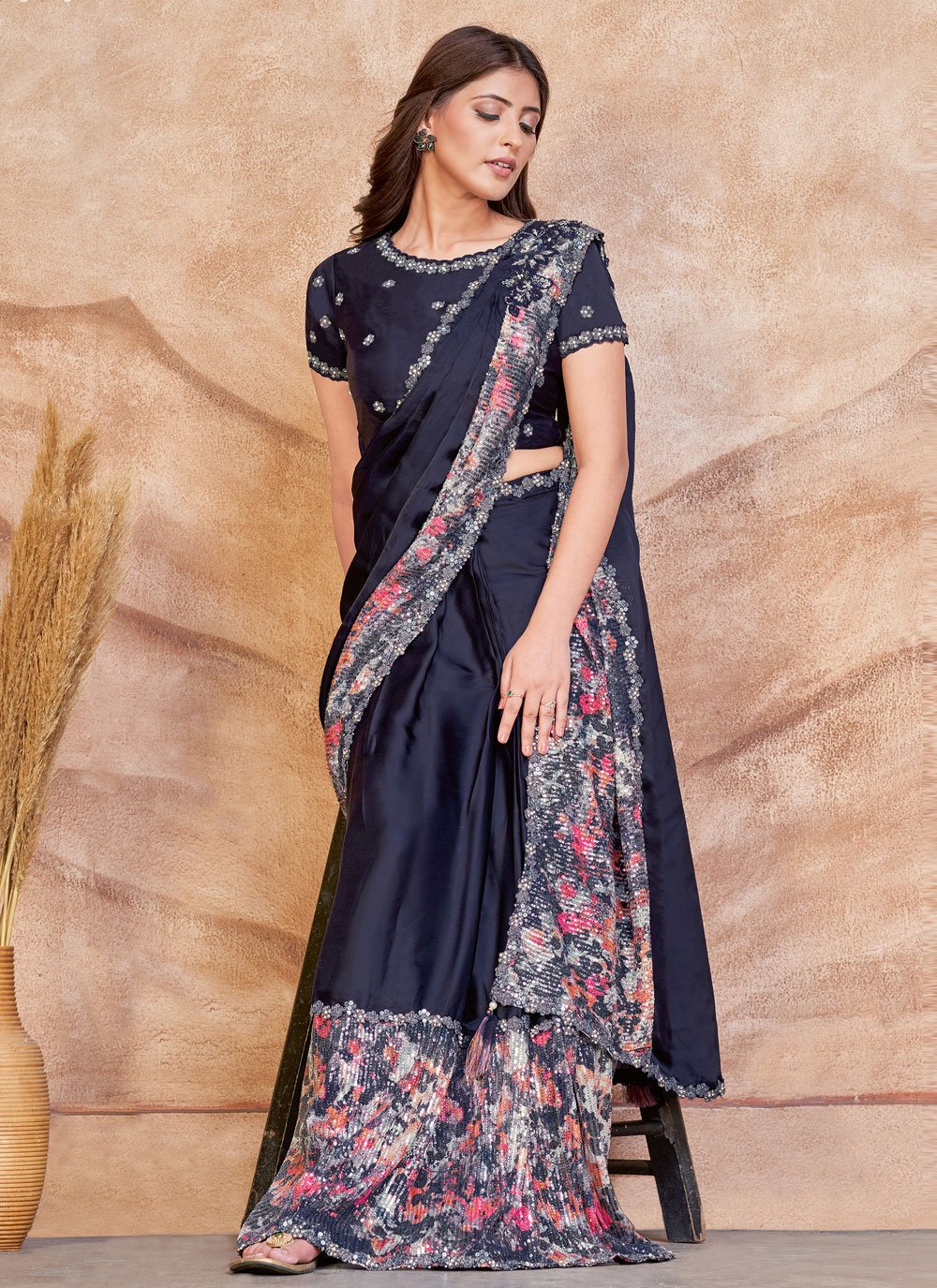 New Product Intro offer: Satin saree with Digital print blouse (material)  18 colours available. By online and save 25% off limited time only., By  Pradon Silks