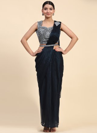 Blue Shimmer Designer Sari
