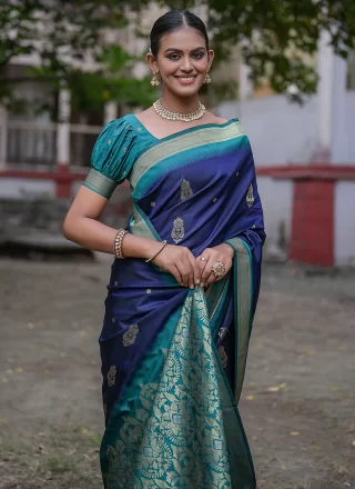 Blue Silk Classic Sari