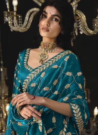 Blue Silk Contemporary Sari with