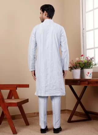 Blue Silk Embroidered Work Designer