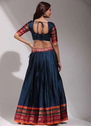 Blue Silk Lehenga Choli with Weaving Work for Ceremonial