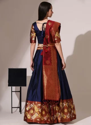 Blue Silk Woven Work Lehenga Choli for Ceremonial