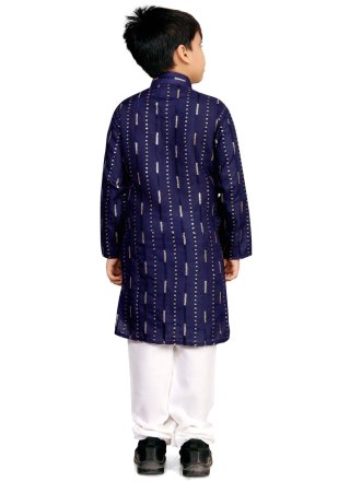 Blue Soft Cotton Kurta Pyjama