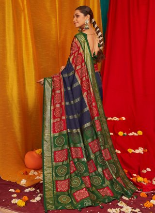 Blue Tussar Silk Swarovski and Woven Work Trendy Saree for Women