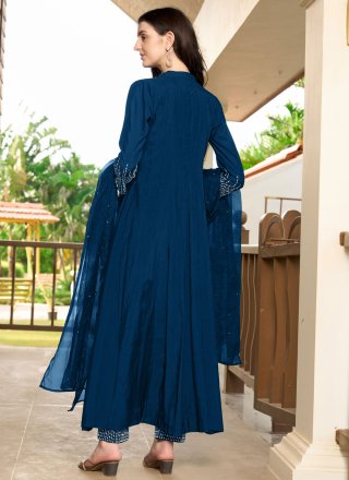 Booti, Moti and Thread Work Art Silk Salwar Suit In Morpeach for Ceremonial