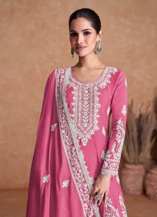 Breathtaking Pink Silk Palazzo Salwar Suit