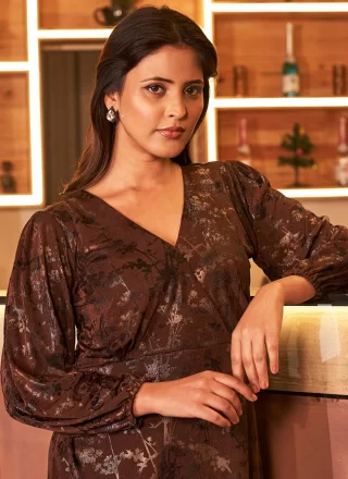 Brown Cotton Designer Kurti