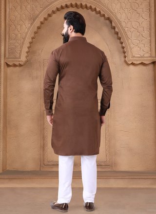 Brown Cotton Fancy Work Kurta Mens Wear for Ceremonial