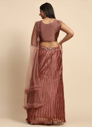 Brown Imported Readymade Lehenga Choli with Embroidered Work for Women