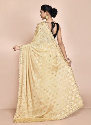 Brown Jacquard Designer Saree with Hand Work