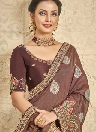 Brown Khadi Silk Trendy Saree