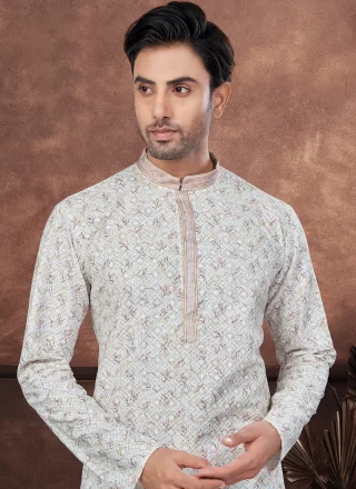 Brown Rayon Digital Print and Embroidered Work Kurta Pyjama
