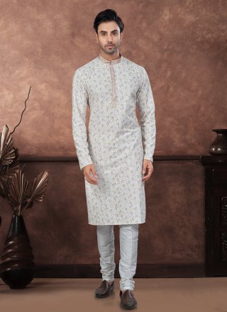 Brown Rayon Digital Print and Embroidered Work Kurta Pyjama