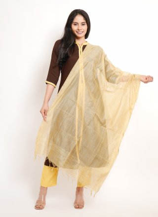 Brown Rayon Pant Style Suit with Lace Work