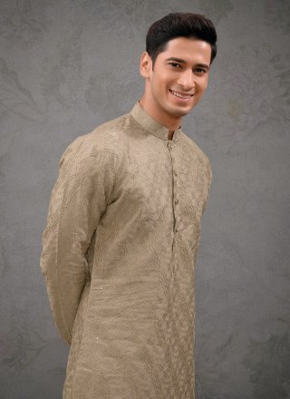 Brown Silk Kurta Pyjama