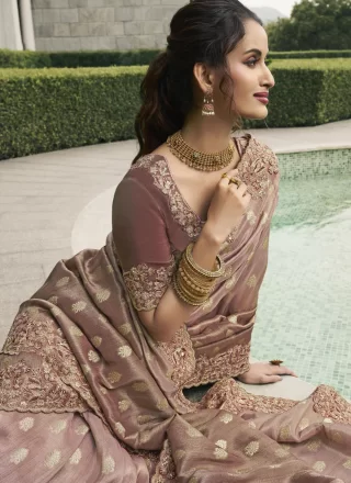 Brown Tussar Silk Traditional Saree