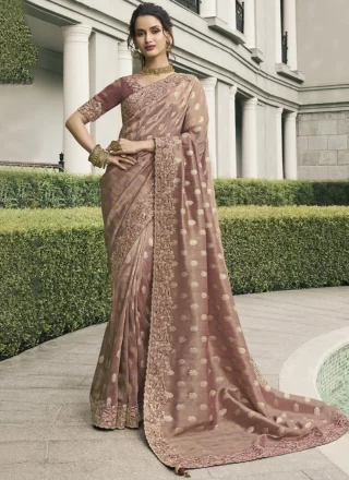 Brown Tussar Silk Traditional Saree