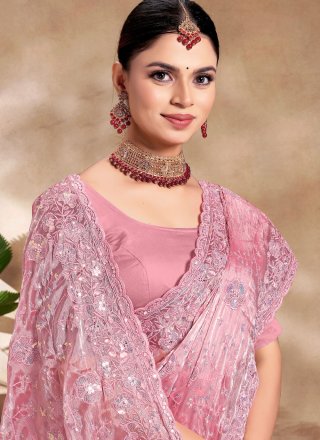 Burburry Traditional Saree with Embroidered, Resham and Sequins Work