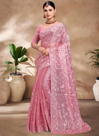 Burburry Traditional Saree with Embroidered, Resham and Sequins Work