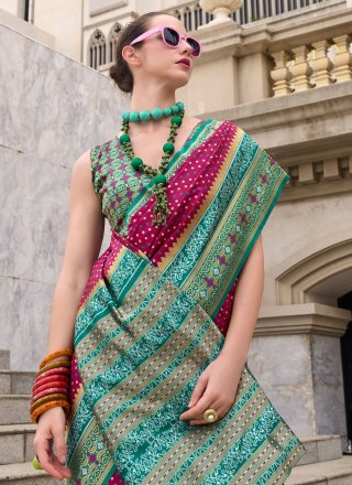 Burgundy Banarasi Silk Weaving Work Designer Saree
