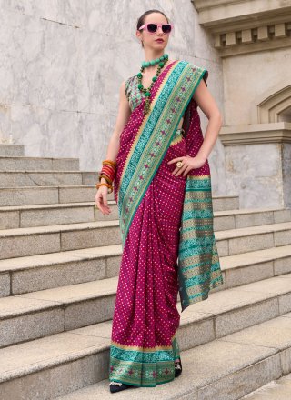 Burgundy Banarasi Silk Weaving Work Designer Saree
