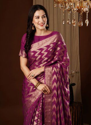 Burgundy Pure Georgette Classic Sari