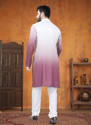 Buttons and Fancy Work Silk Kurta Pyjama In Multi Colour