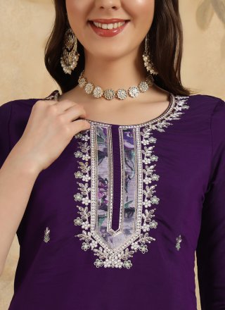 Capricious Wine Chanderi Pant Style Suit