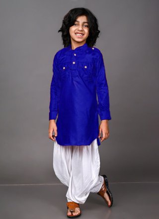 Captivating Blue Dupion Silk Kurta Pyjama